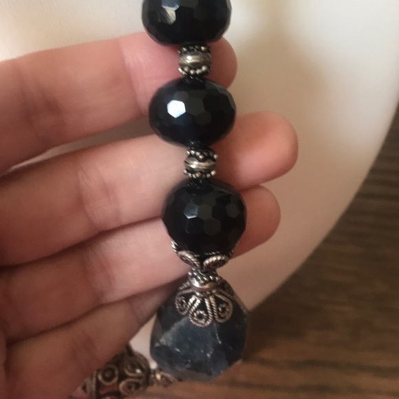 Wonderful Sterling Eliza B Kyanite and Jet Statement Necklace - Picture 8 of 8